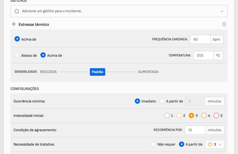 Editor de cenário: gatilhos e configurações