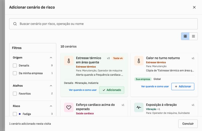 Cenário adicionado no painel