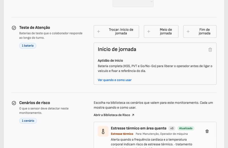Bateria adicionada ao início de jornada